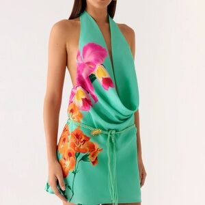 NWT Peppermayo Exclusive - Halia Cowl Mini Dress - Jungle Bloom US 4